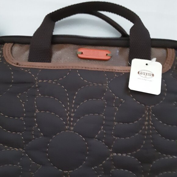 NWT Fossil Key Per Netbook Tablet Brown and Orange Bag - Picture 5 of 8